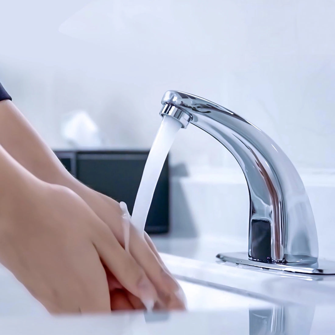 interhasa! Automatic Sensor Faucet Touchless Cold/Hot Water Battery or Plug-in for Commercial and Home, CE Certified