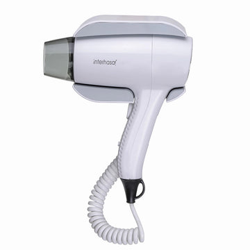 interhasa! Compact Hotel Hair Dryer, Wall Mount, 1200W-1400W, 7-Blade Quiet Fan, Hot/Cold Air, CE Certified