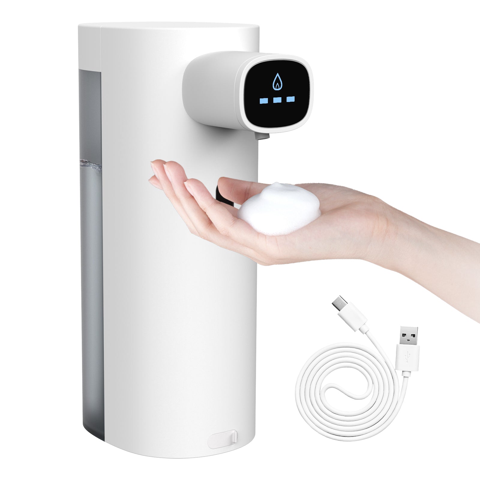 interhasa! Foaming Soap Dispenser 300ml Touchless USB Rechargeable Automatic Foam Dispensers for Bathroom Kitchen 1290019 White