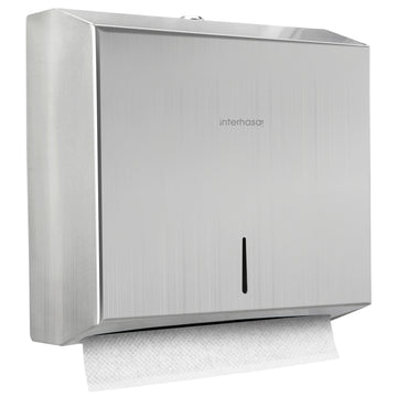 interhasa! Stainless Steel Wall Mount Paper Towel Dispenser With Lock for Commercial Bathroom and Kitchen, Suitable for C-Fold/Multi-Fold/Tri-Fold.